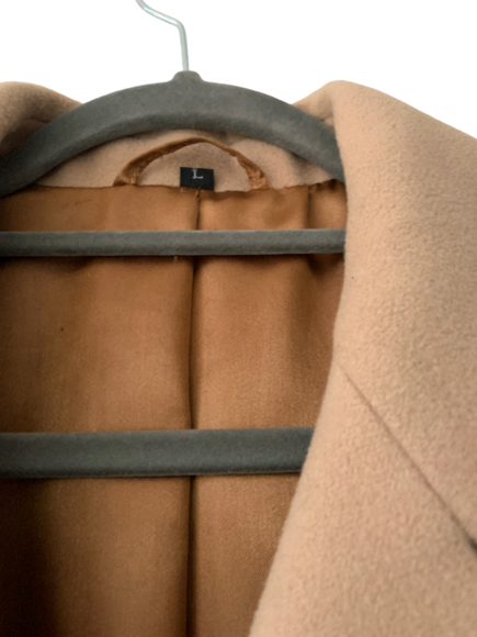 Four Seasons cashmere wool tan beige button up long line overcoat jacket - Picture 6 of 6